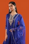 Buy Samyukta Singhania Blue Organza, Silk Organza, Shantoon Embroidery, Beads, Zari, Kurta Pant Set Buy_Samyukta Singhania_Blue Organza, Silk Organza, Shantoon Embroidery, Beads, Zari, Kurta Pant Set