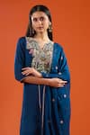 Shop Samyukta Singhania Blue Silk, Shantoon, Chiffon Embroidery, Sequins, Beads, A-line Kurta Set Online at Aza Fashions Shop_Samyukta Singhania_Blue Silk, Shantoon, Chiffon Embroidery, Sequins, Beads, A-line Kurta Set _Online_at_Aza_Fashions