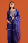 Samyukta Singhania Blue Silk Organza, Shantoon Embroidery Round Neck Zari Dori Kurta Sharara Set at Aza Fashions Samyukta Singhania_Blue Silk Organza, Shantoon Embroidery Round Neck Zari Dori Kurta Sharara Set _at_Aza_Fashions