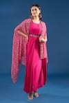 Buy Samyukta Singhania Pink Chinon, Silk Embroidery, Leheriya Print Cape And Draped Saree Dress Set at Aza Fashions Buy_Samyukta Singhania_Pink Chinon, Silk Embroidery, Leheriya Print Cape And Draped Saree Dress Set _at_Aza_Fashions