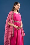 Buy Samyukta Singhania Pink Chinon, Silk Embroidery, Leheriya Print Cape And Draped Saree Dress Set Online at Aza Fashions Buy_Samyukta Singhania_Pink Chinon, Silk Embroidery, Leheriya Print Cape And Draped Saree Dress Set _Online_at_Aza_Fashions