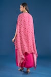 Shop Samyukta Singhania Pink Chinon, Silk Embroidery, Leheriya Print Cape And Draped Saree Dress Set at Aza Fashions Shop_Samyukta Singhania_Pink Chinon, Silk Embroidery, Leheriya Print Cape And Draped Saree Dress Set _at_Aza_Fashions