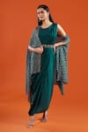 Buy Samyukta Singhania Green Chinon Embroidery Open Neck Printed Cape And Draped Saree Dress Set at Aza Fashions Buy_Samyukta Singhania_Green Chinon Embroidery Open Neck Printed Cape And Draped Saree Dress Set _at_Aza_Fashions