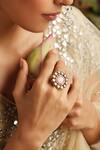Buy_Swabhimann_Pink Stones, Faux Diamonds Kundan Embellished Ring _at_Aza_Fashions