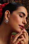Buy_Swabhimann_Red Gemstones, Pearls Kundan Embellished Earrings _at_Aza_Fashions