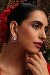 Shop_Swabhimann_Red Gemstones, Pearls Kundan Embellished Earrings _Online_at_Aza_Fashions