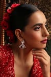 Buy_Swabhimann_Red Stones, Faux Diamonds Kundan And Embellished Danglers _at_Aza_Fashions