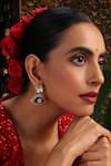 Shop_Swabhimann_Red Stones, Faux Diamonds Kundan And Embellished Danglers _Online_at_Aza_Fashions
