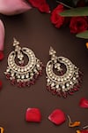 Shop_Swabhimann_Red Stones, Beads, Pearls, Crystals Kundan And Ruby Drop Chandbali Earrings _at_Aza_Fashions