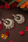 Swabhimann_Red Stones, Beads, Pearls, Crystals Kundan And Ruby Drop Chandbali Earrings _Online_at_Aza_Fashions