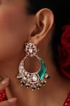 Swabhimann_Green Stones, Crystals, Beads Kundan And Enamel Chandbali Earrings _Online_at_Aza_Fashions