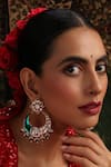 Buy_Swabhimann_Green Stones, Crystals, Beads Kundan And Enamel Chandbali Earrings _at_Aza_Fashions