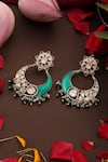 Buy_Swabhimann_Green Stones, Crystals, Beads Kundan And Enamel Chandbali Earrings _Online_at_Aza_Fashions