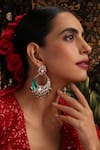 Shop_Swabhimann_Green Stones, Crystals, Beads Kundan And Enamel Chandbali Earrings _Online_at_Aza_Fashions
