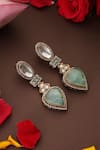 Shop_Swabhimann_Mint Stones, Pearls Kundan Embellished Earrings _at_Aza_Fashions