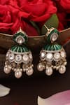 Shop_Swabhimann_Green Crystals, Stones, Pearls Embellished Jhumka Earrings _at_Aza_Fashions