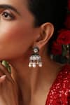 Swabhimann_Green Crystals, Stones, Pearls Embellished Jhumka Earrings _Online_at_Aza_Fashions