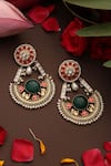 Shop_Swabhimann_Multi Color Pearls, Stones, Embellished Chandbali Earrings _at_Aza_Fashions