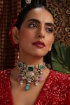Buy_Swabhimann_Multi Color Stone And Pearl Embellished Choker _Online_at_Aza_Fashions