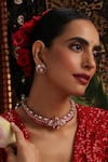 Shop_Swabhimann_Red Stones, Rhinestones Kundan Embellished Necklace Set _Online_at_Aza_Fashions