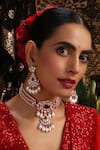 Buy_Swabhimann_Red Pearls, Stones Kundan And Embellished Choker Set _at_Aza_Fashions