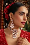 Buy_Swabhimann_Red Pearls, Stones Kundan And Embellished Choker Set _Online_at_Aza_Fashions