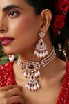 Shop_Swabhimann_Red Pearls, Stones Kundan And Embellished Choker Set _Online_at_Aza_Fashions