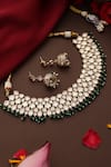 Shop_Swabhimann_Gold Plated Pearls, Beads, Faux Diamonds Kundan And Emerald Beaded Necklace Set _Online_at_Aza_Fashions