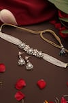 Swabhimann_White Stones, Faux Diamonds Kundan And Pearl Embellished Choker Set _Online_at_Aza_Fashions