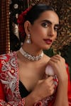 Buy_Swabhimann_White Stones, Faux Diamonds Kundan And Pearl Embellished Choker Set _at_Aza_Fashions