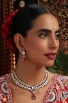 Shop_Swabhimann_Gold Plated Stones Kundan And Ruby Teardrop Necklace Set _Online_at_Aza_Fashions