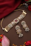 Shop_Swabhimann_Multi Color Pearls, Stones, Beads Embellished Choker Set _at_Aza_Fashions