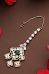Shop_Swabhimann_Green Kundan And Gemstone Embellished Maangtikka _at_Aza_Fashions