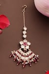 Swabhimann_Red Kundan And Ruby Droplet Maangtikka _Online_at_Aza_Fashions