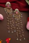 Shop_Swabhimann_Gold Plated Beads, Gemstones Pink And Jhumki Dangler Earrings _at_Aza_Fashions