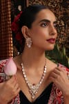 Shop_Swabhimann_Multi Color Faux Diamonds, Stones, Beads Kundan And Ruby Embellished Necklace Set _Online_at_Aza_Fashions