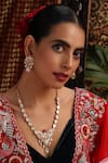 Buy_Swabhimann_Multi Color Faux Diamonds, Stones, Beads Kundan And Ruby Embellished Necklace Set _at_Aza_Fashions