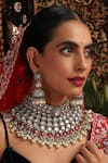Buy_Swabhimann_Red Pearls, Stones, Beads Kundan And Embellished Choker Set _at_Aza_Fashions