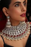 Buy_Swabhimann_Red Pearls, Stones, Beads Kundan And Embellished Choker Set _Online_at_Aza_Fashions