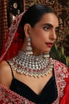 Shop_Swabhimann_Red Pearls, Stones, Beads Kundan And Embellished Choker Set _Online_at_Aza_Fashions