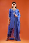 Buy Samyukta Singhania Blue Silk Embroidery, Metallic Thread V-neck Marodi Kurta Set at Aza Fashions Buy_Samyukta Singhania_Blue Silk Embroidery, Metallic Thread V-neck Marodi Kurta Set _at_Aza_Fashions