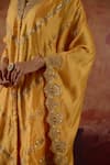 Shop_Vinita Bhansali_Yellow Silk V-neck Nayaab Marodi And Gota Embroidered Cape Set _Online_at_Aza_Fashions