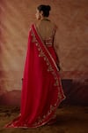 Shop Vinita Bhansali Red Silk Sequins, Zari, Embroidery Square Neck Sahba Saree With Blouse at Aza Fashions Shop_Vinita Bhansali_Red Silk Sequins, Zari, Embroidery Square Neck Sahba Saree With Blouse _at_Aza_Fashions