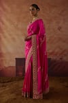 Buy Vinita Bhansali Pink Silk Embroidery, Zari, Metallic Thread V-neck Gulaban Saree With Blouse Online at Aza Fashions Buy_Vinita Bhansali_Pink Silk Embroidery, Zari, Metallic Thread V-neck Gulaban Saree With Blouse _Online_at_Aza_Fashions