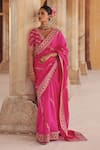 Buy Vinita Bhansali Pink Silk Embroidery, Zari, Metallic Thread V-neck Gulaban Saree With Blouse at Aza Fashions Buy_Vinita Bhansali_Pink Silk Embroidery, Zari, Metallic Thread V-neck Gulaban Saree With Blouse _at_Aza_Fashions