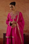 Vinita Bhansali_Pink , Organza Embroidery, Sequins, Gota Gulaban Kurta Sharara Set _Online_at_Aza_Fashions