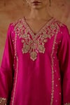 Buy_Vinita Bhansali_Pink , Organza Embroidery, Sequins, Gota Gulaban Kurta Sharara Set _Online_at_Aza_Fashions