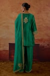 Shop_Vinita Bhansali_Green , Organza Embroidery, Zari, Sequins Split V-neck Vanhi Kurta Set _at_Aza_Fashions