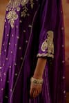 Vinita Bhansali_Purple , Organza Embroidery, Sequins, Zari V-neck Naaznin Anarkali Set _Online_at_Aza_Fashions