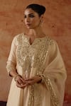 Shop Vinita Bhansali Ivory , Organza Embroidery, Sequins, Pearls, Metallic Aafsa Kurta Set Online at Aza Fashions Shop_Vinita Bhansali_Ivory , Organza Embroidery, Sequins, Pearls, Metallic Aafsa Kurta Set _Online_at_Aza_Fashions